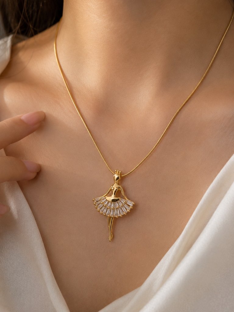 Golden Ballerina Pendant detail view 2