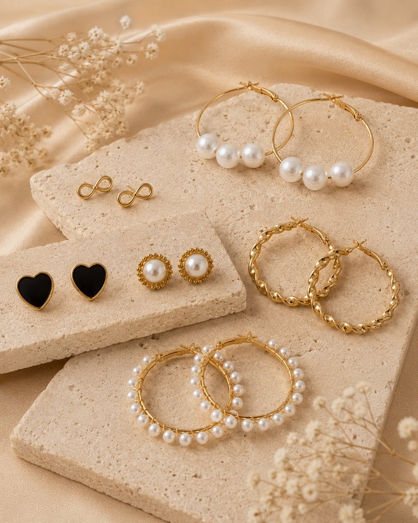 Everyday Charm Earring Combo Set (6 Pairs) by Calistry