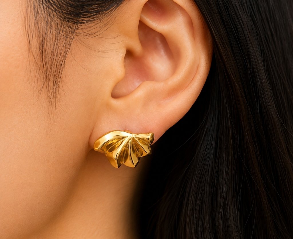 Gilded Fan Studs detail view 2