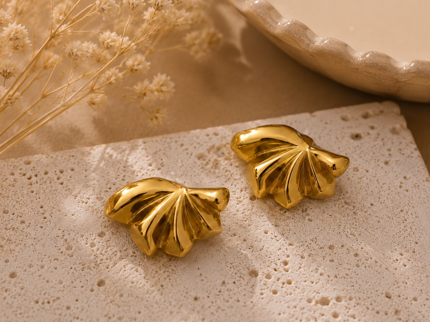 Gilded Fan Studs by Calistry