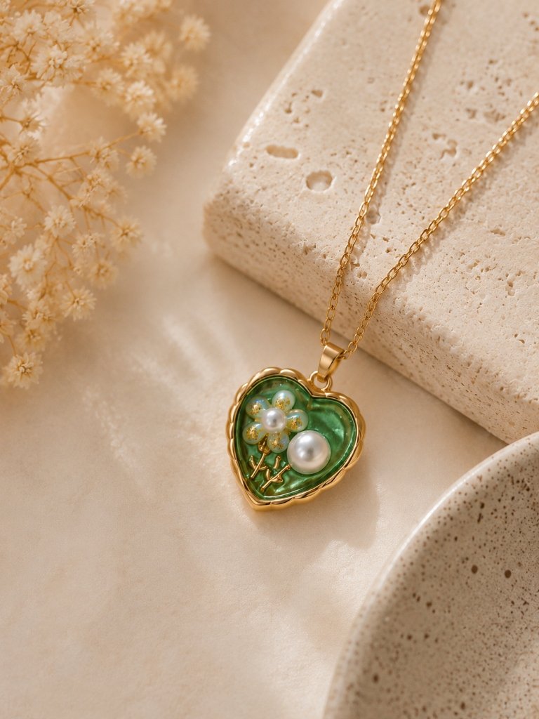 Emerald Heart Locket by Calistry