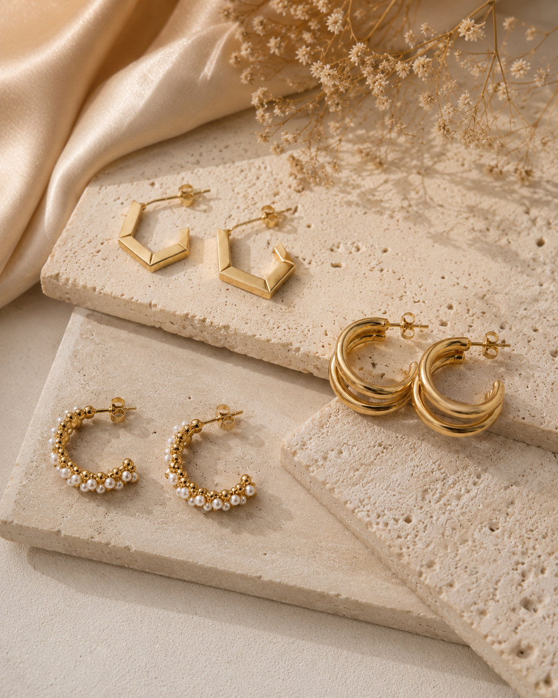 Minimalist Hoop Earring Trio Set detail view 2