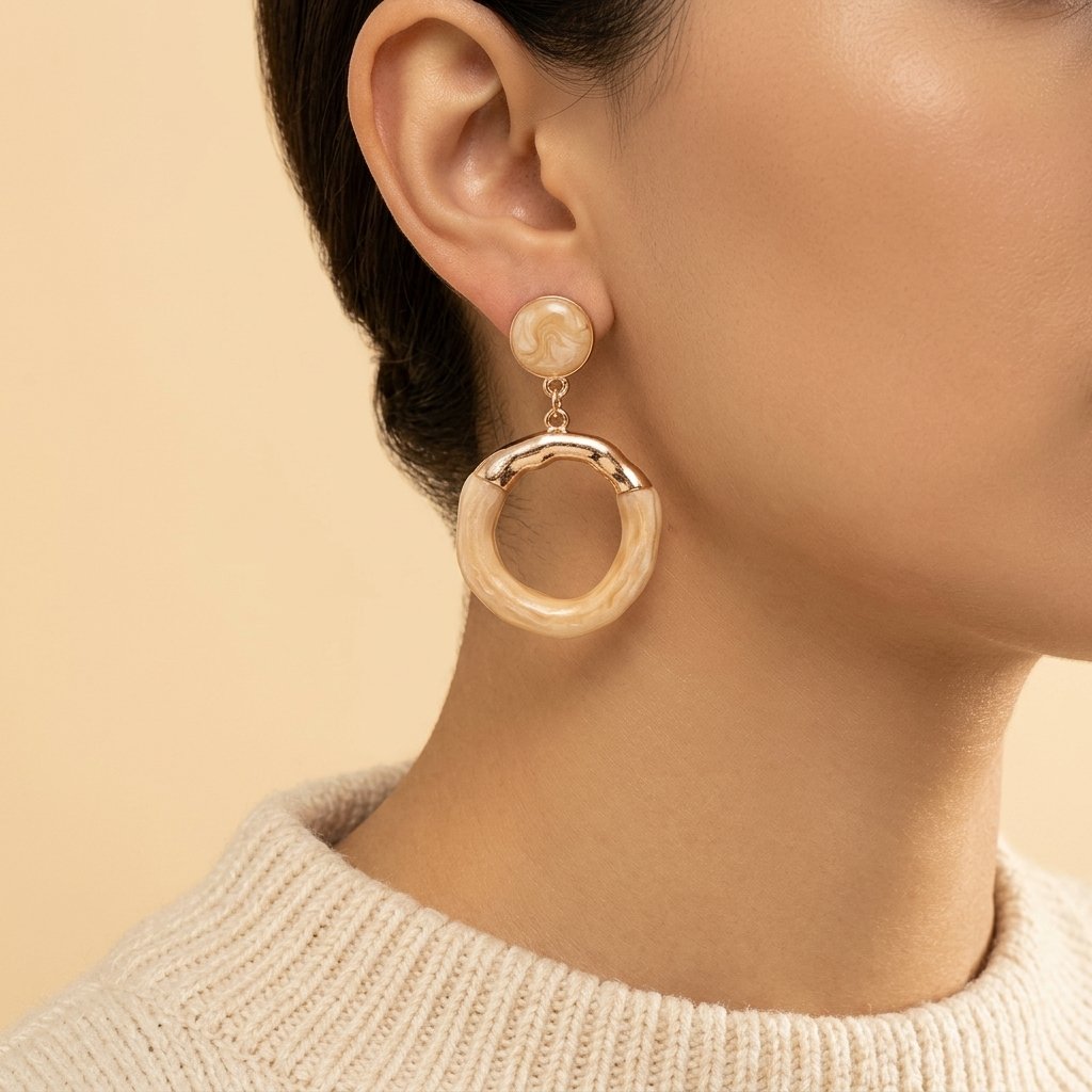 Textured Meridian Hoops detail view 2