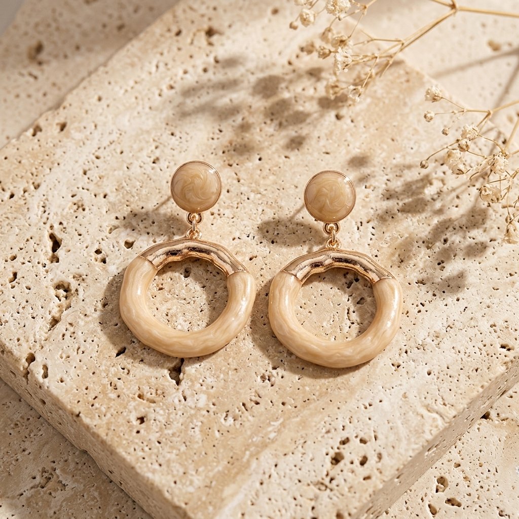 Textured Meridian Hoops alternate view