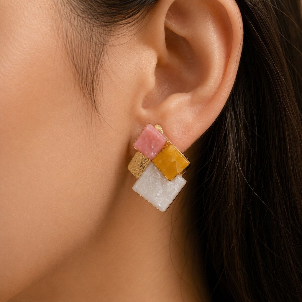 Pastel Block Stud Earrings alternate view