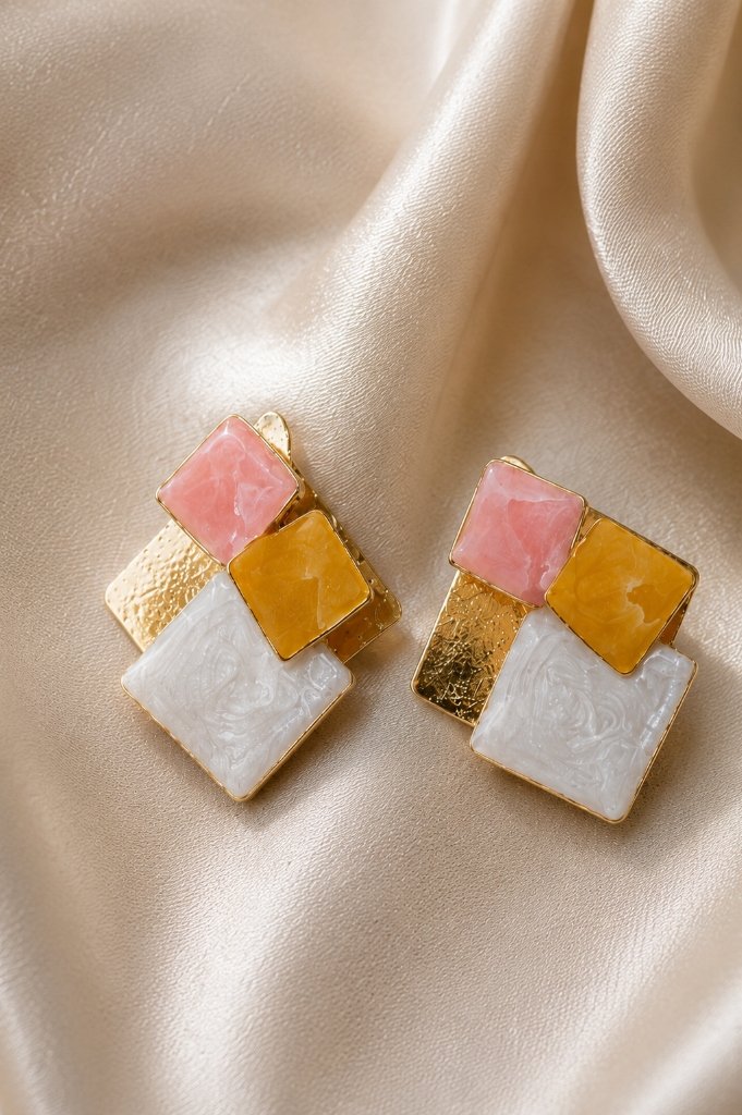 Pastel Block Stud Earrings detail view 2