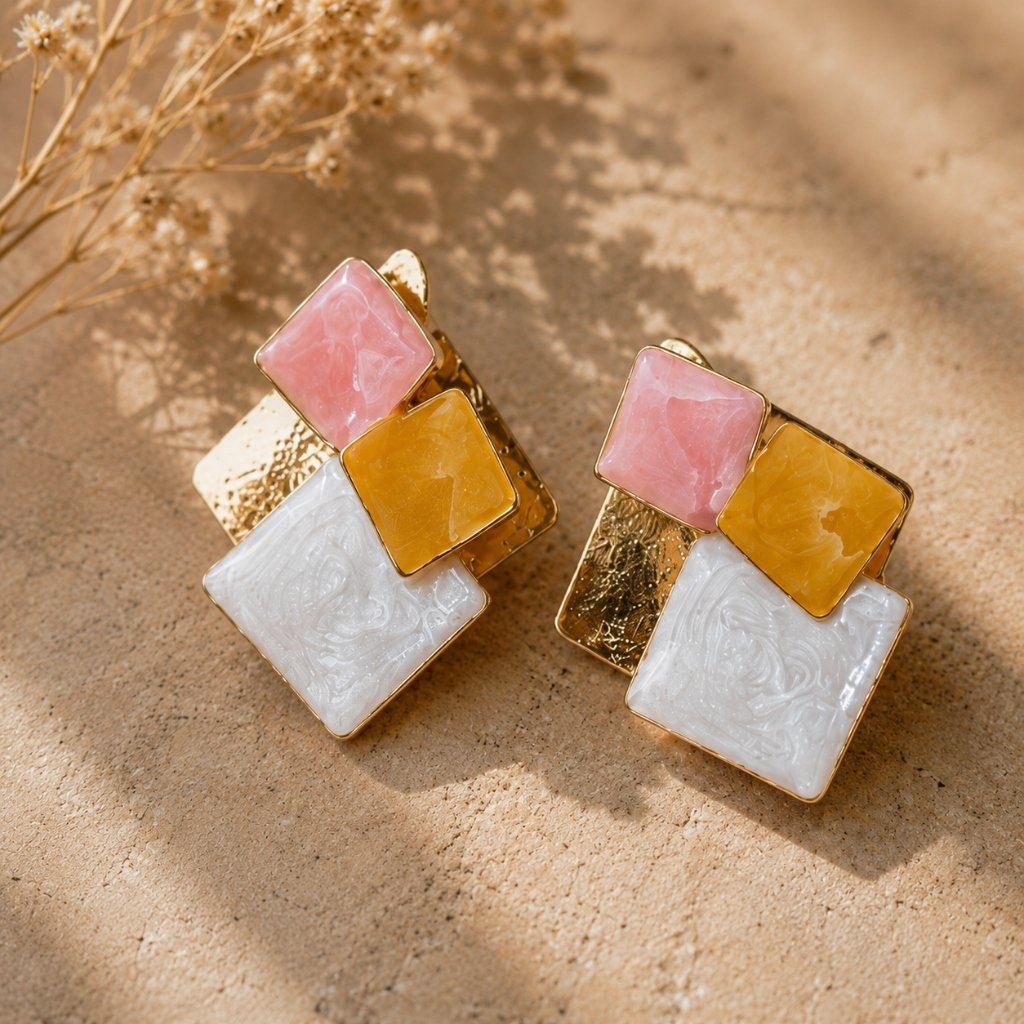 Pastel Block Stud Earrings by Calistry