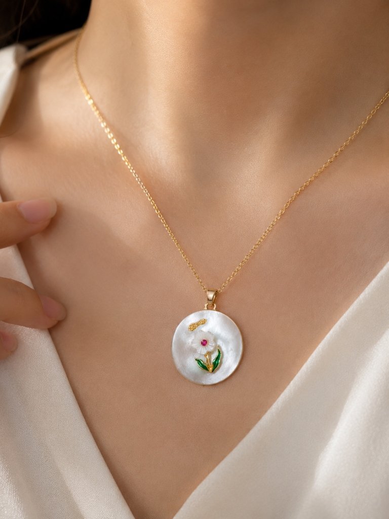 Pearl Flower Necklace detail view 2