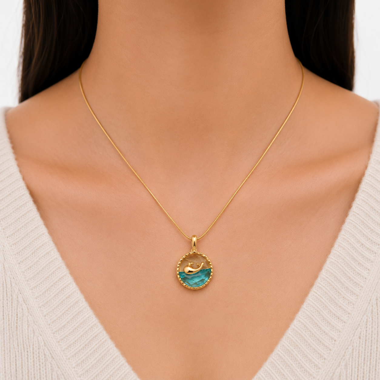 Ocean Whale Wave Pendant detail view 2