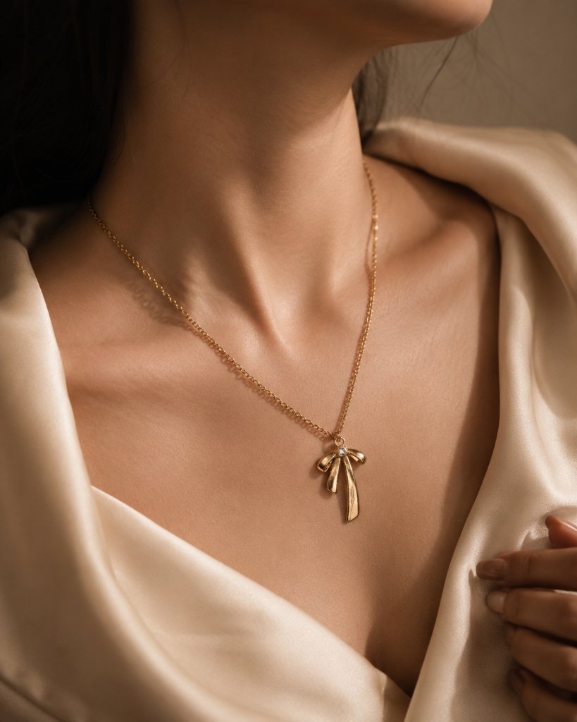Coquette Bow Pendant Necklace by Calistry